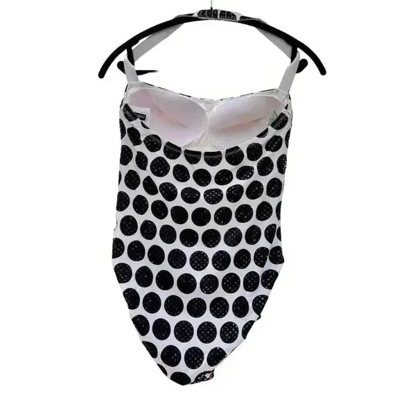 La Blanca Women's One Piece Polka Dot Swimsuit with Belt Black Size 12 - Picture 5 of 5